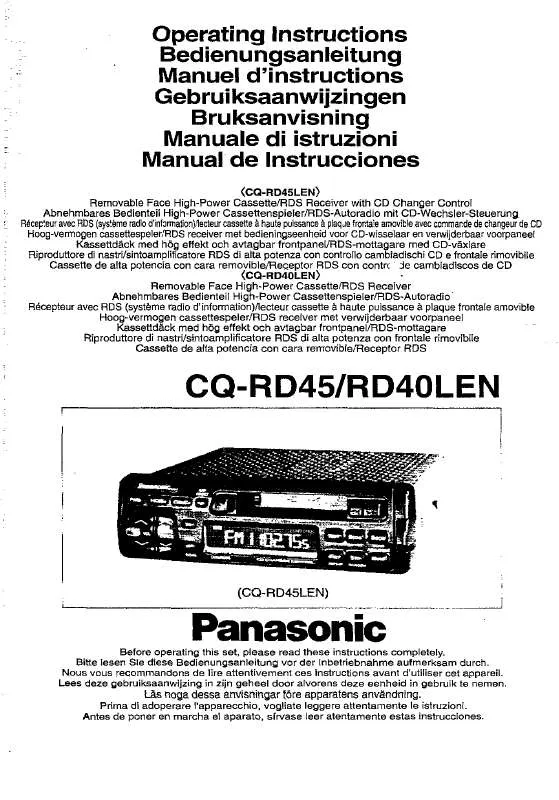 Mode d'emploi PANASONIC CQ-RD40L