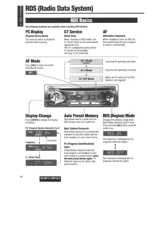 Mode d'emploi PANASONIC CQ-RDP101