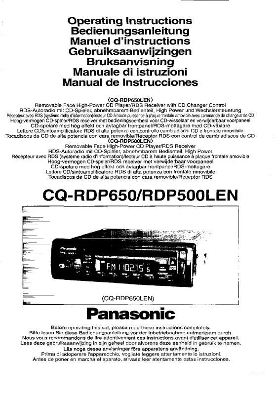 Mode d'emploi PANASONIC CQ-RDP650