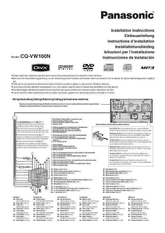 Mode d'emploi PANASONIC CQ-VW100N