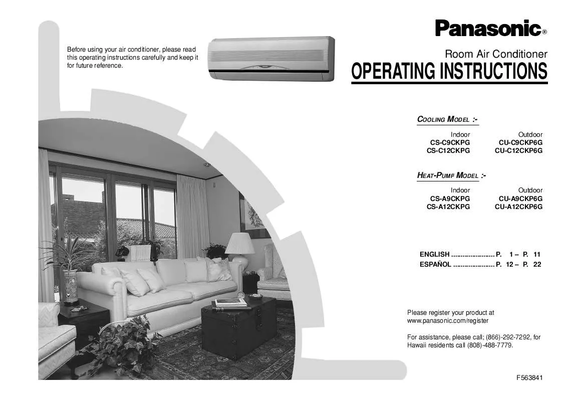 Mode d'emploi PANASONIC CS-C12CKPG