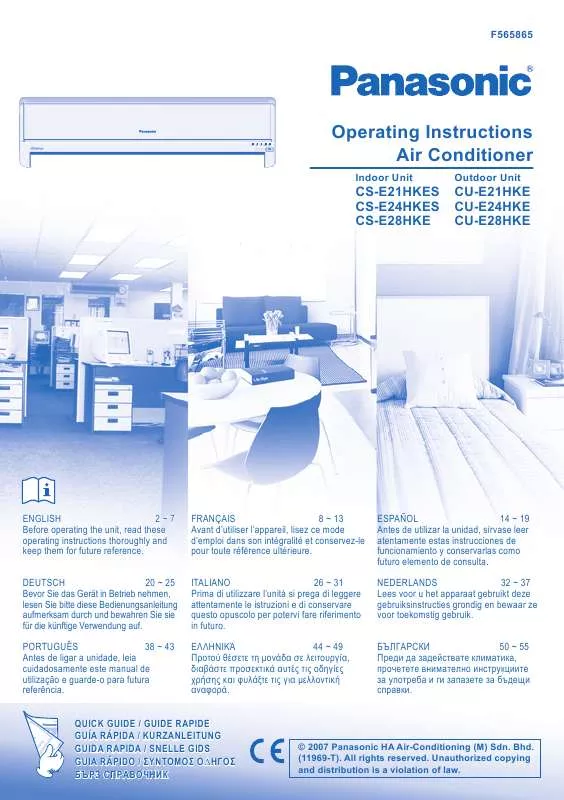 Mode d'emploi PANASONIC CS-E28HKE