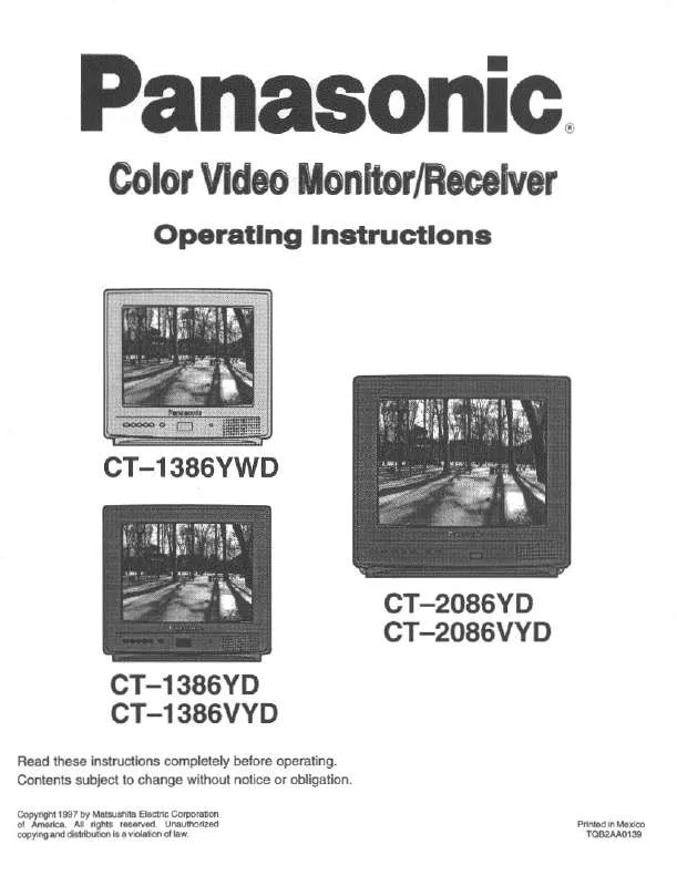 Mode d'emploi PANASONIC CT-1386VY