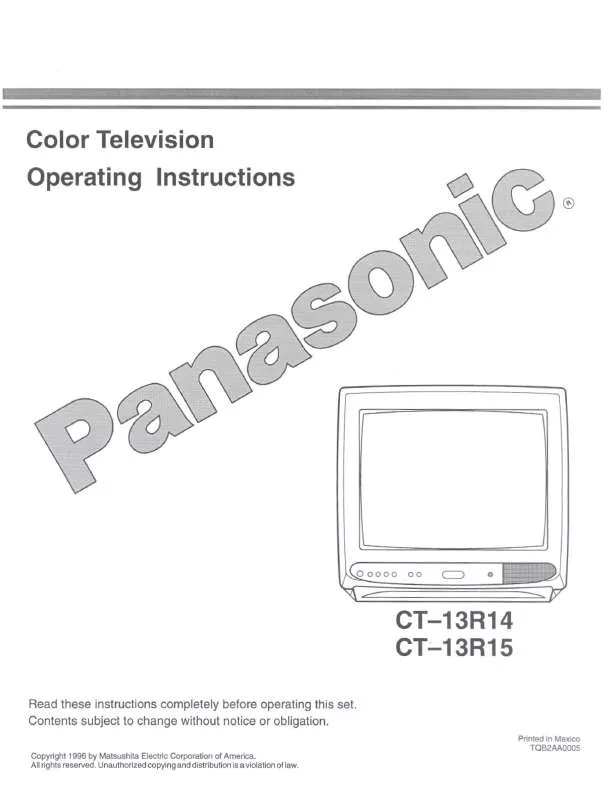 Mode d'emploi PANASONIC CT-13R14U