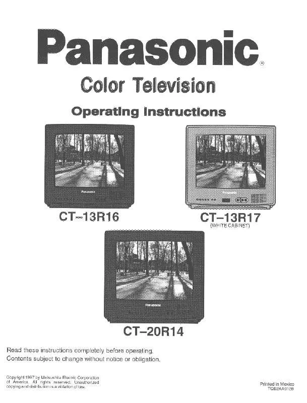 Mode d'emploi PANASONIC CT-13R16V