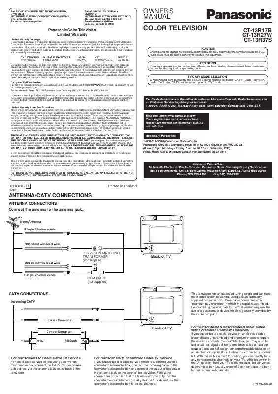 Mode d'emploi PANASONIC CT-13R17B