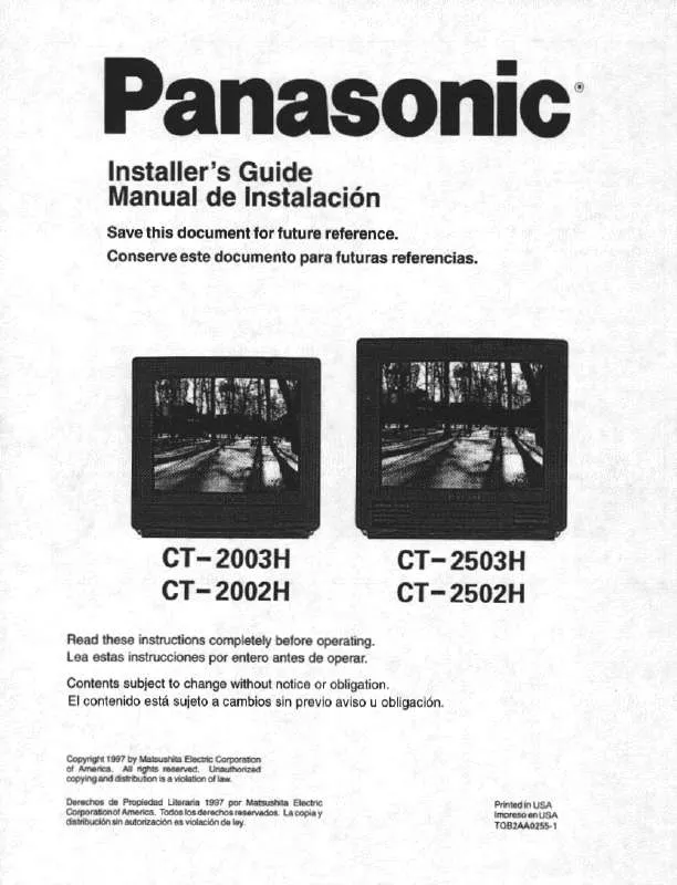 Mode d'emploi PANASONIC CT-2002HA