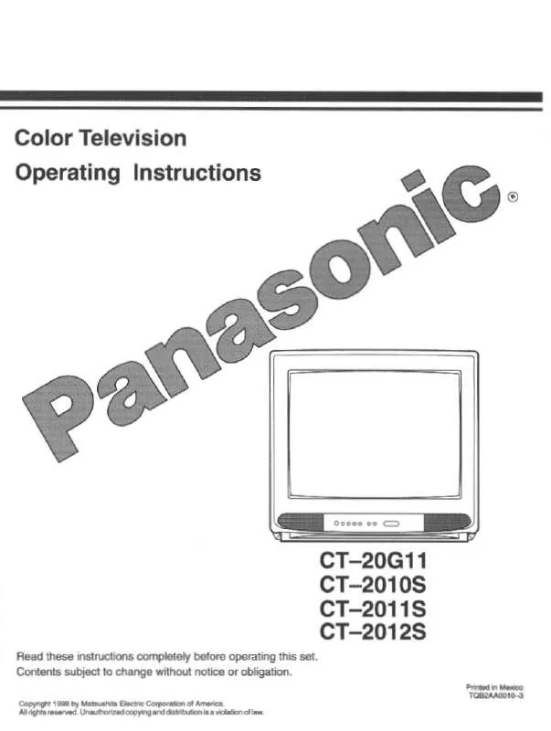 Mode d'emploi PANASONIC CT-2010S