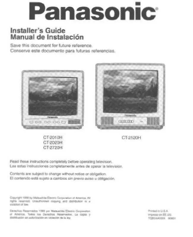 Mode d'emploi PANASONIC CT-2020HA