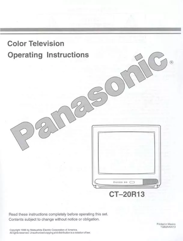 Mode d'emploi PANASONIC CT-20R13U