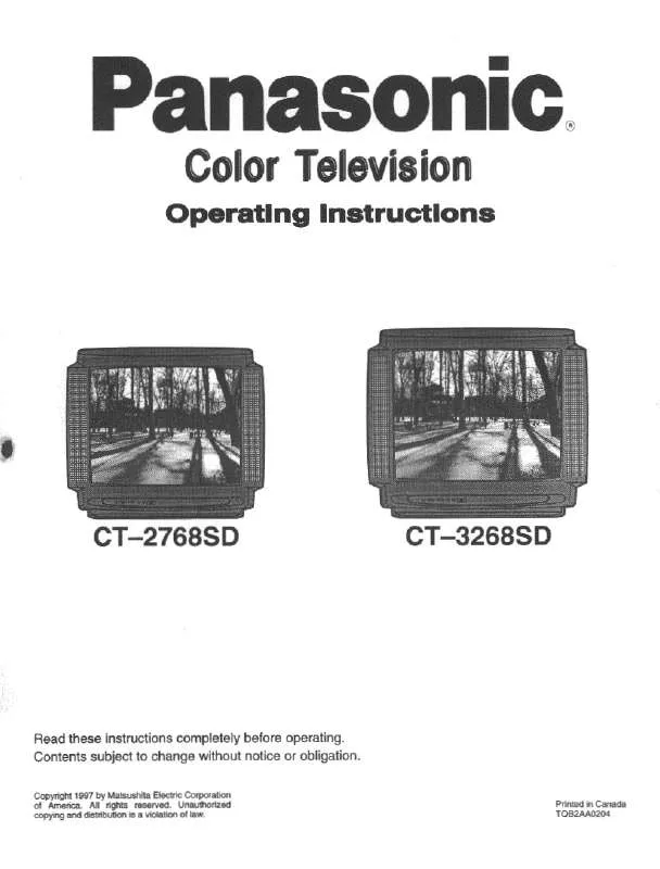 Mode d'emploi PANASONIC CT-2768SD