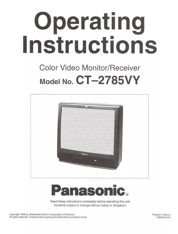 Mode d'emploi PANASONIC CT-2785VY