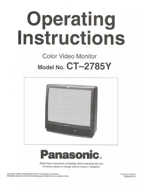 Mode d'emploi PANASONIC CT-2785Y