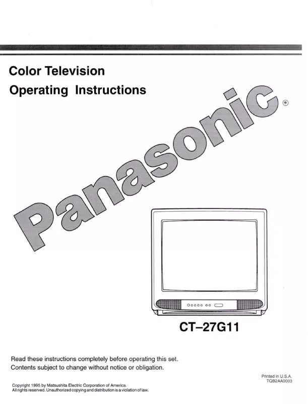 Mode d'emploi PANASONIC CT-27G11U