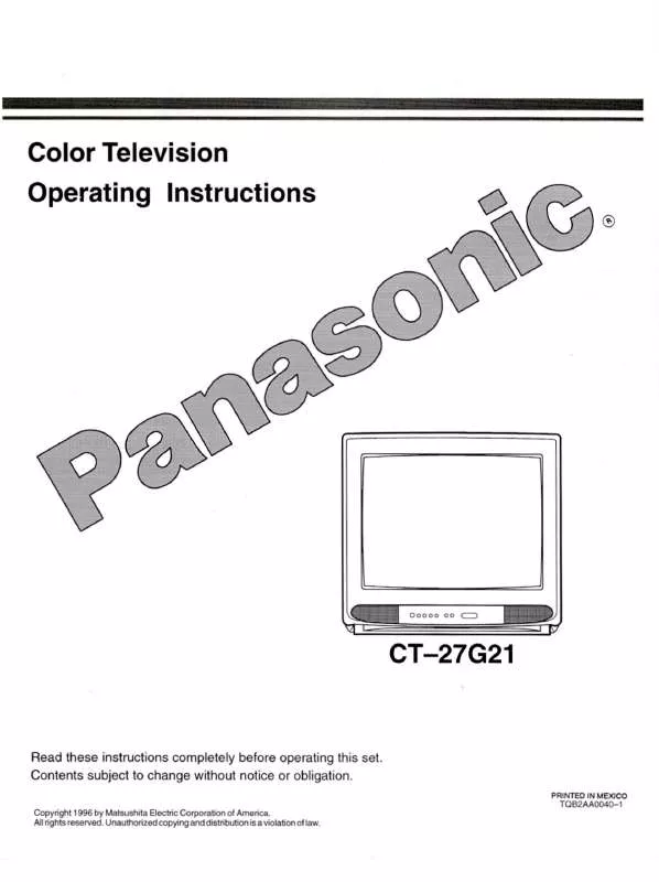 Mode d'emploi PANASONIC CT-27G21U