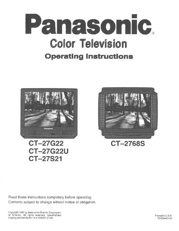 Mode d'emploi PANASONIC CT-27G22V