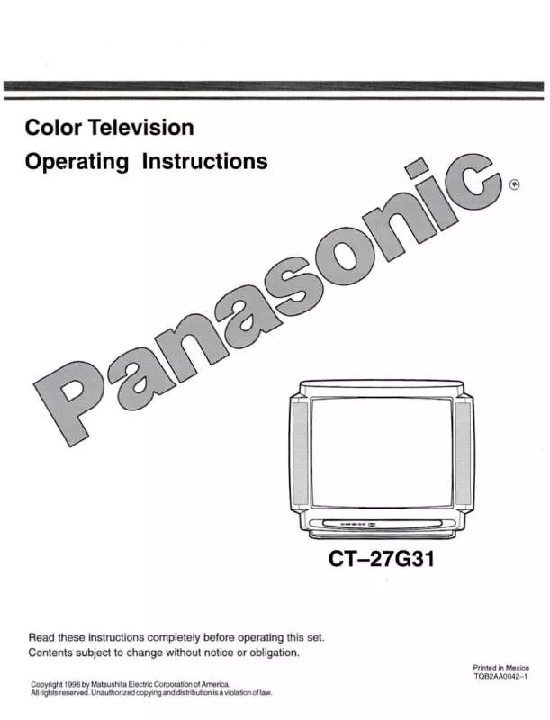 Mode d'emploi PANASONIC CT-27G31U