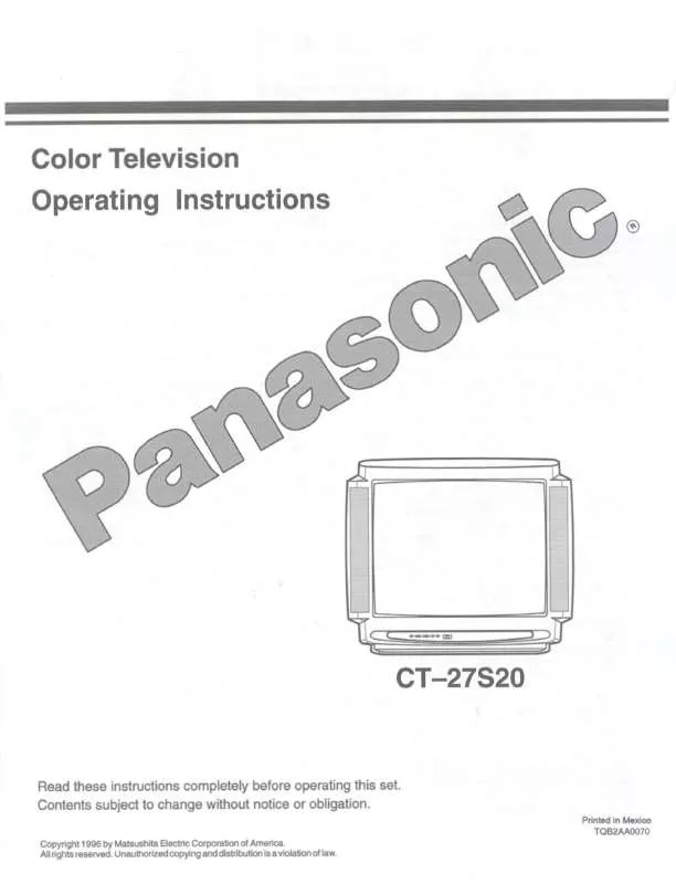 Mode d'emploi PANASONIC CT-27S20U