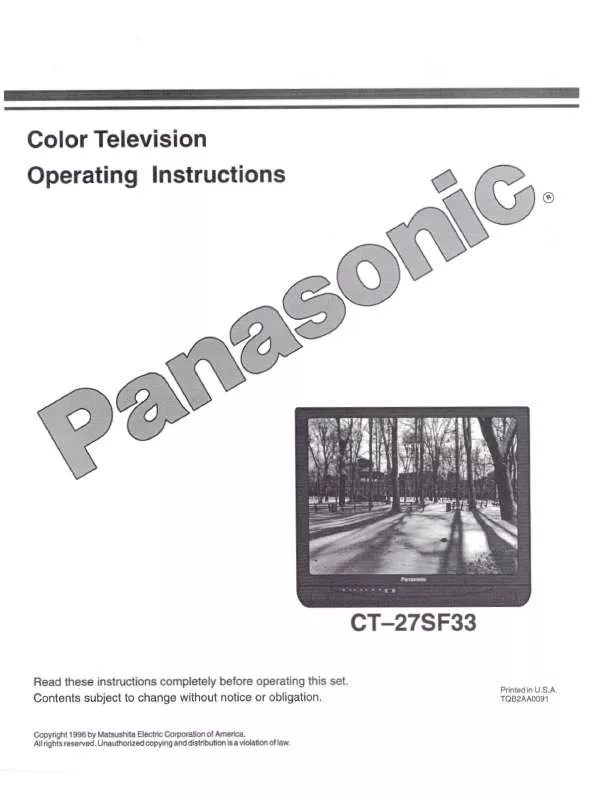 Mode d'emploi PANASONIC CT-27SF33U