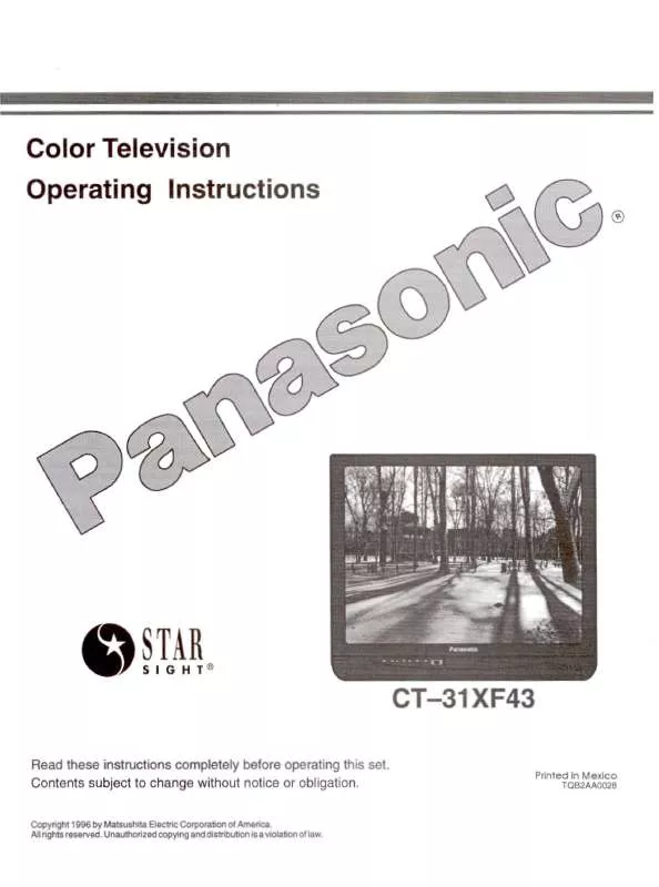 Mode d'emploi PANASONIC CT-31XF43U