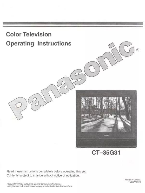 Mode d'emploi PANASONIC CT-35G31U