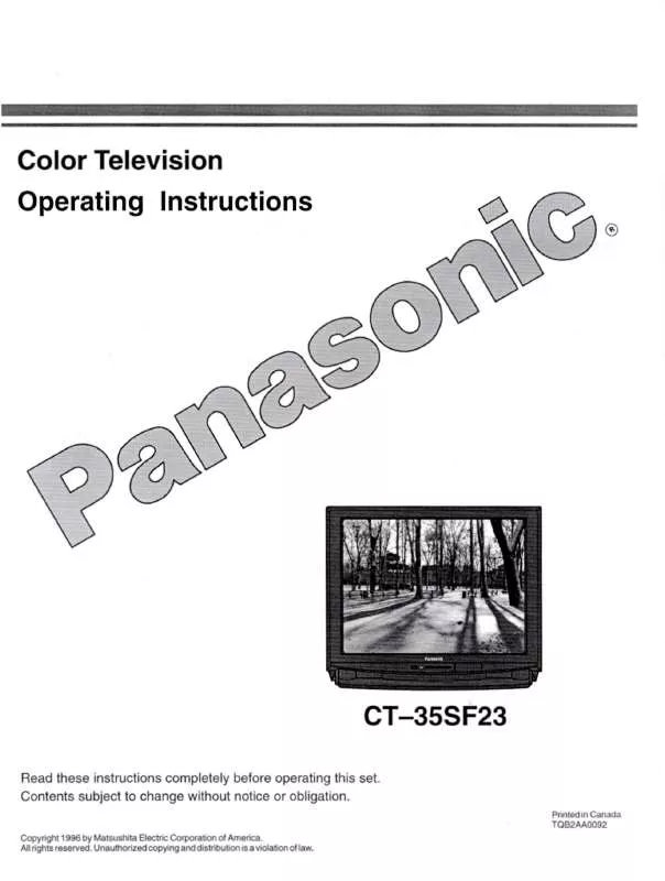 Mode d'emploi PANASONIC CT-35SF23U