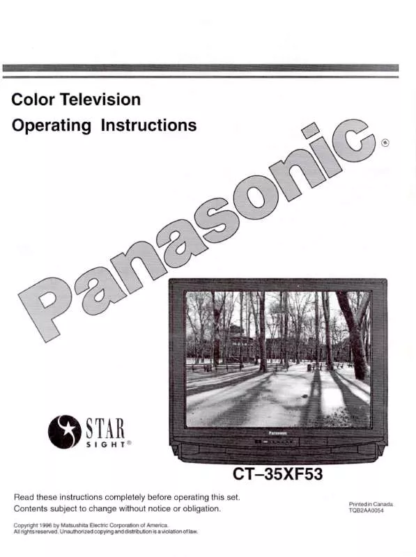 Mode d'emploi PANASONIC CT-35XF53U