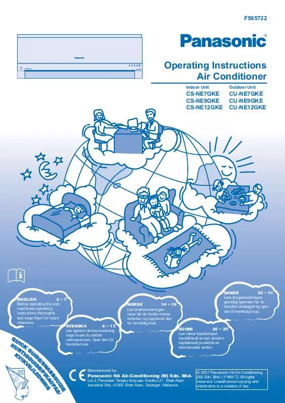 Mode d'emploi PANASONIC CU-NE9GKE