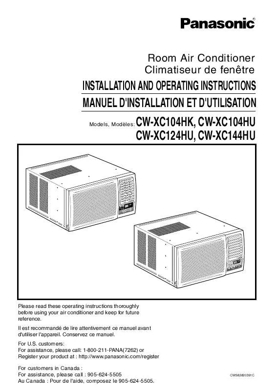 Mode d'emploi PANASONIC CW-XC104HU