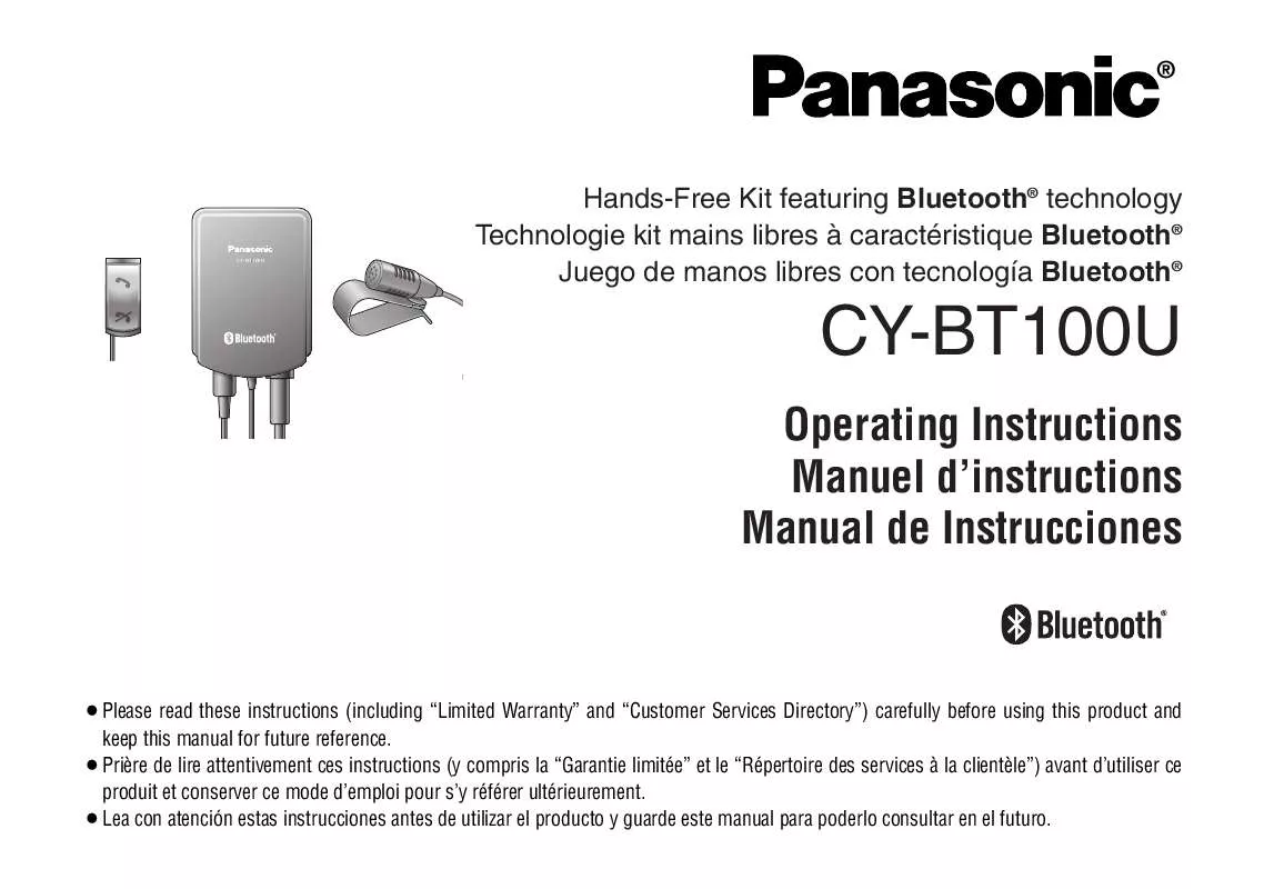 Mode d'emploi PANASONIC CY-BT100U