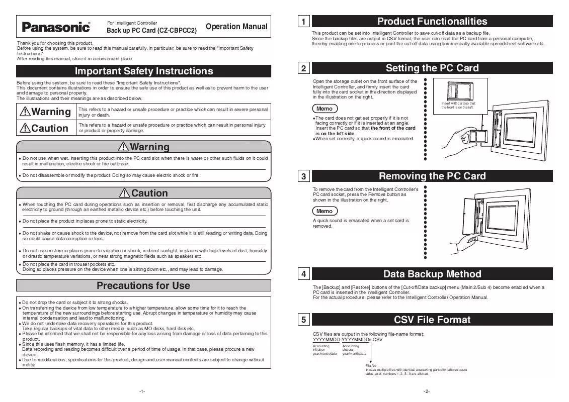 Mode d'emploi PANASONIC CZ-CBPCC2