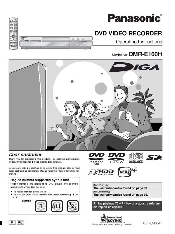 Mode d'emploi PANASONIC DIGA DMR-E100