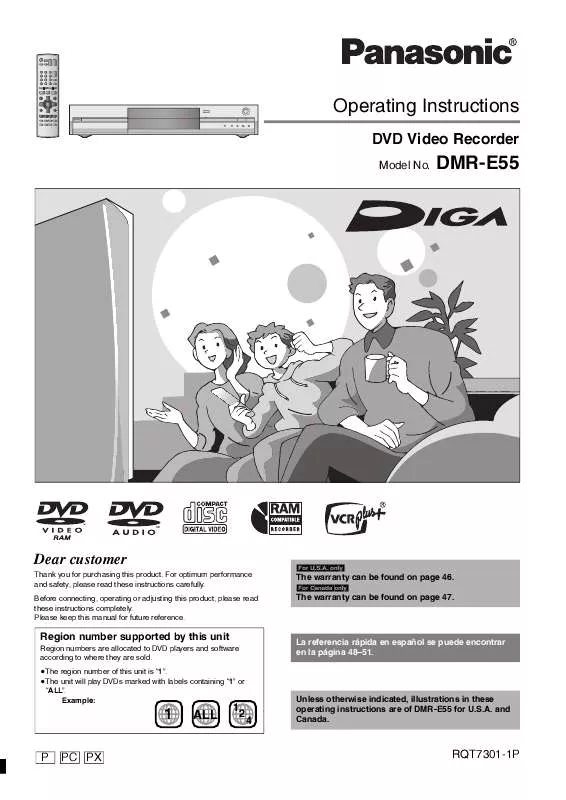 Mode d'emploi PANASONIC DIGA DMR-E55