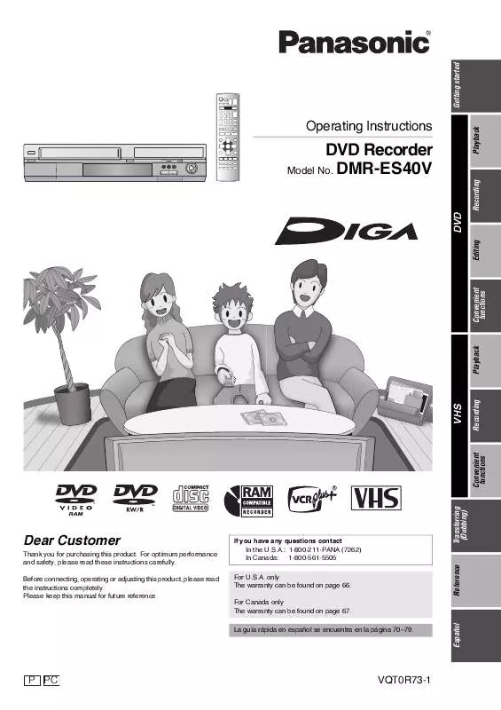 Mode d'emploi PANASONIC DIGA DMR-ES40