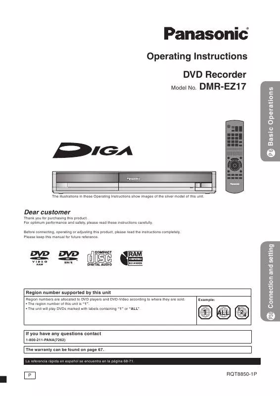 Mode d'emploi PANASONIC DIGA DMR-EZ17