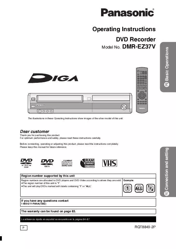 Mode d'emploi PANASONIC DIGA DMR-EZ37