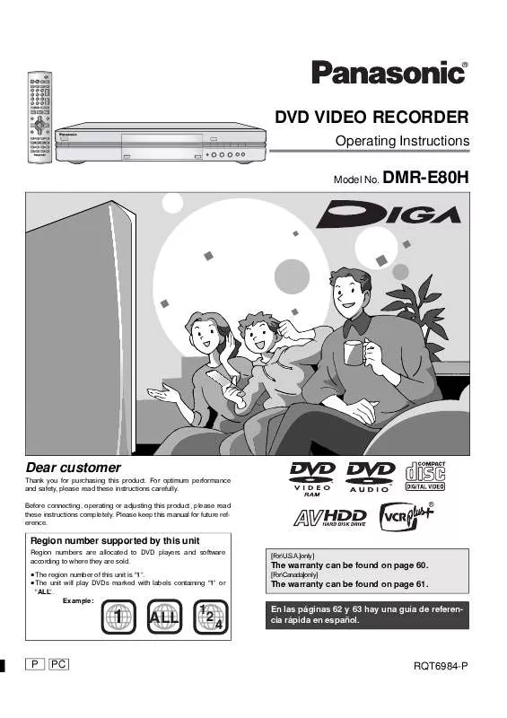 Mode d'emploi PANASONIC DIGA DMR-E80H