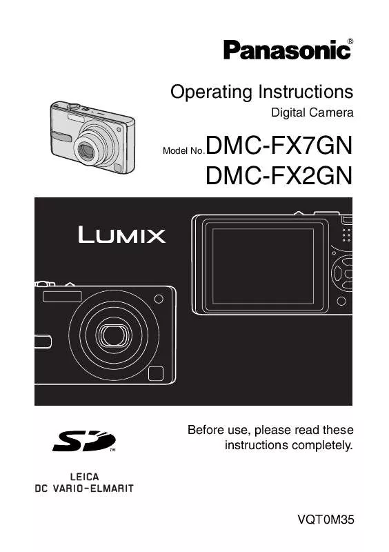 Mode d'emploi PANASONIC LUMIX DMC-FX2GN