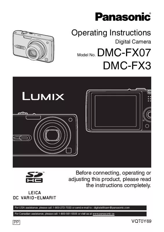 Mode d'emploi PANASONIC LUMIX DMC-FX3