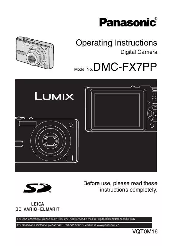 Mode d'emploi PANASONIC LUMIX DMC-FX7PP