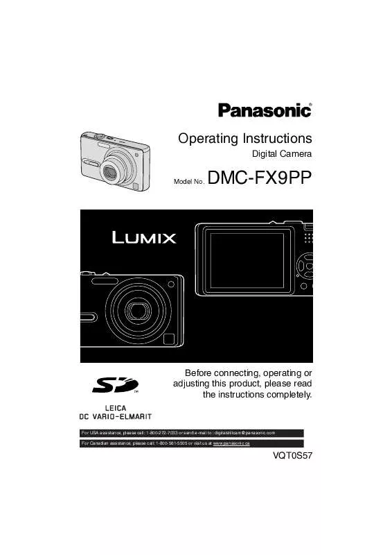 Mode d'emploi PANASONIC LUMIX DMC-FX9PP