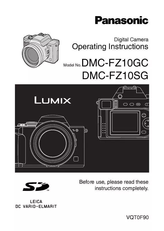 Mode d'emploi PANASONIC LUMIX DMC-FZ10SG