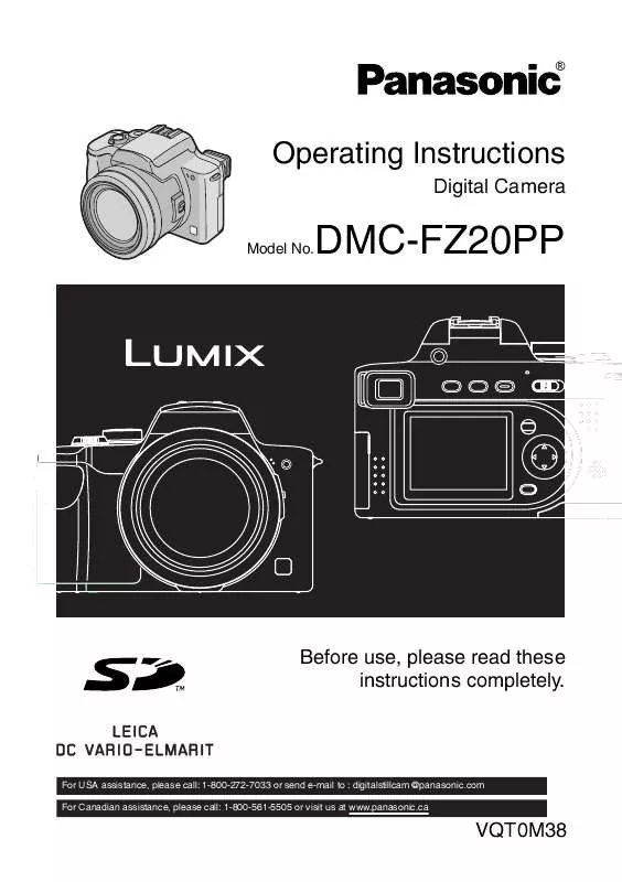 Mode d'emploi PANASONIC LUMIX DMC-FZ20PPK