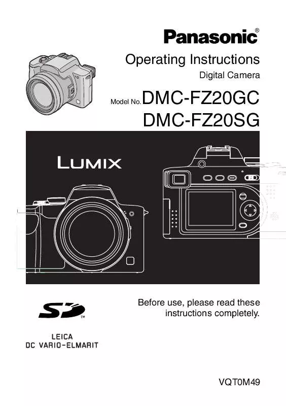 Mode d'emploi PANASONIC LUMIX DMC-FZ20SG