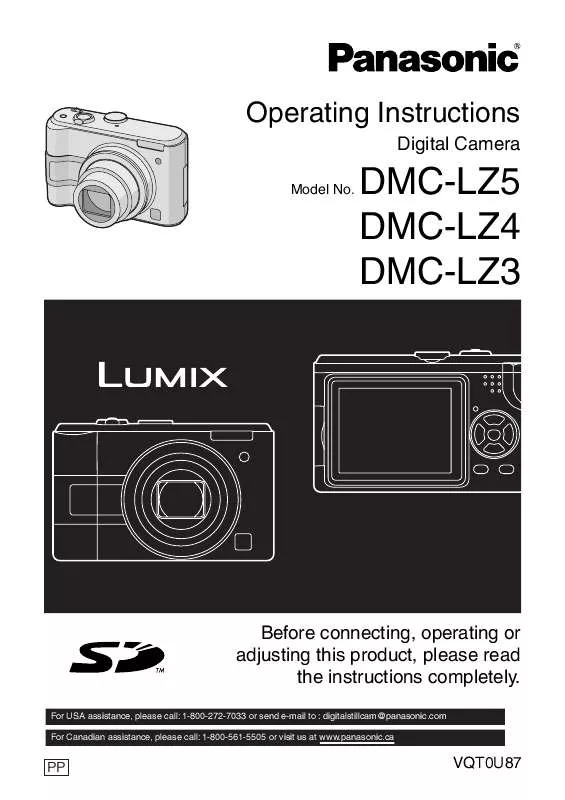 Mode d'emploi PANASONIC LUMIX DMCIX DMC-IX DMC-LZ5-MULTI