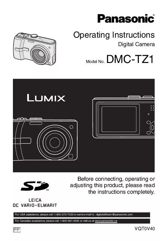 Mode d'emploi PANASONIC LUMIX DMCIX DMC-IX DMC-TZ1-MULTI