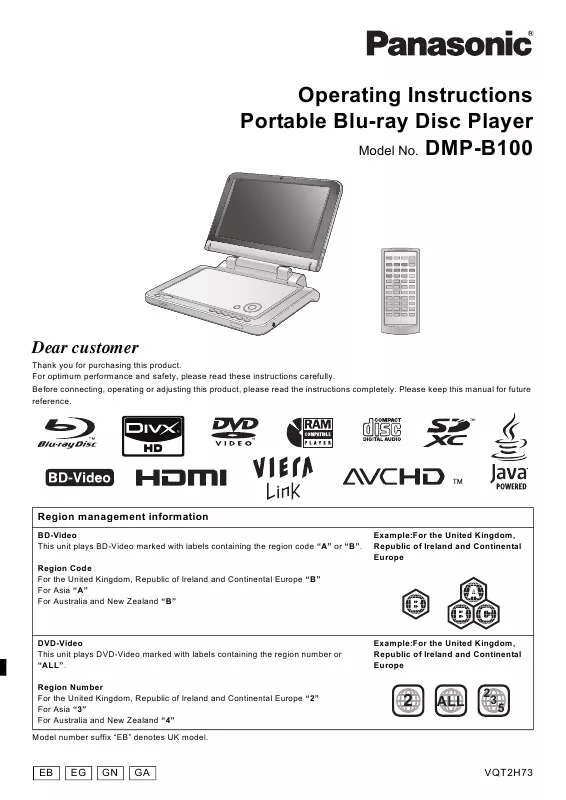 Mode d'emploi PANASONIC DMPB100