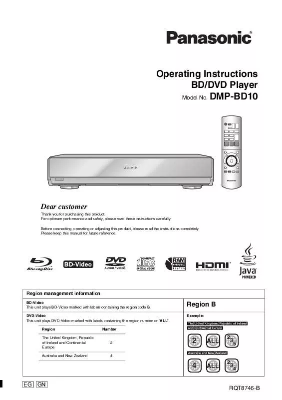 Mode d'emploi PANASONIC DMP-BD10