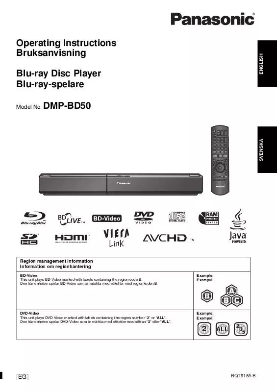 Mode d'emploi PANASONIC DMP-BD50