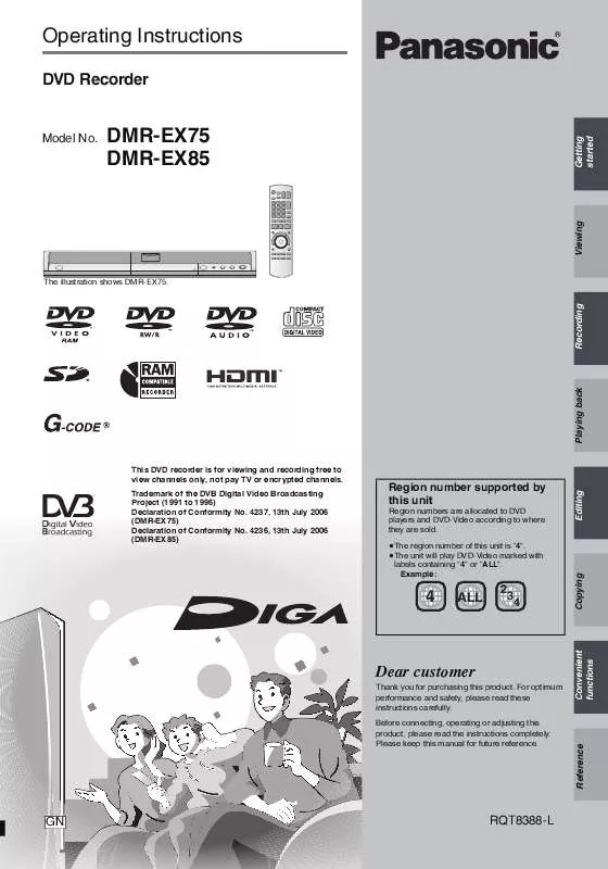 Mode d'emploi PANASONIC DMR-EX-75